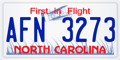 NC license plate AFN3273
