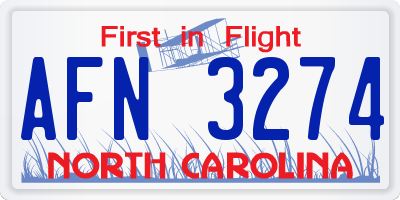 NC license plate AFN3274