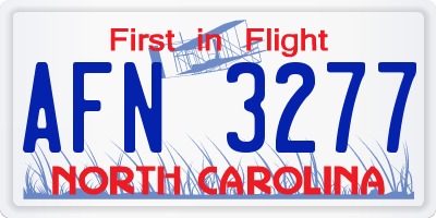 NC license plate AFN3277
