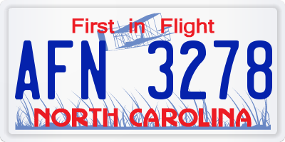 NC license plate AFN3278
