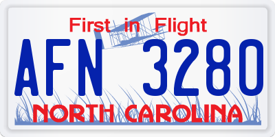 NC license plate AFN3280