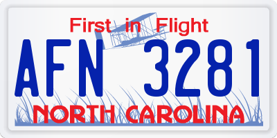 NC license plate AFN3281