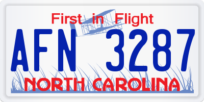 NC license plate AFN3287