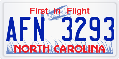 NC license plate AFN3293