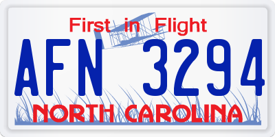 NC license plate AFN3294