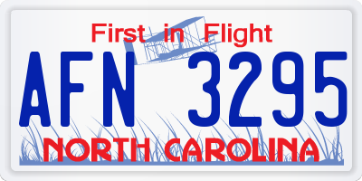 NC license plate AFN3295