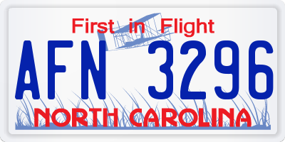 NC license plate AFN3296