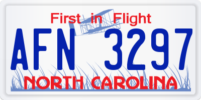 NC license plate AFN3297