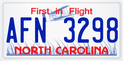 NC license plate AFN3298