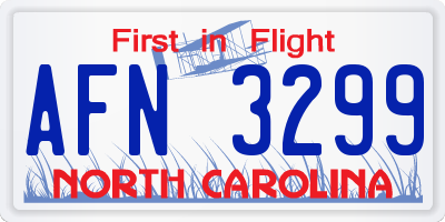 NC license plate AFN3299