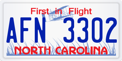 NC license plate AFN3302