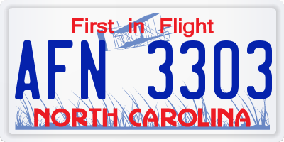 NC license plate AFN3303