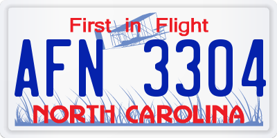 NC license plate AFN3304