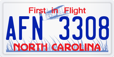 NC license plate AFN3308