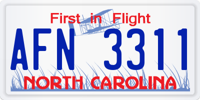 NC license plate AFN3311