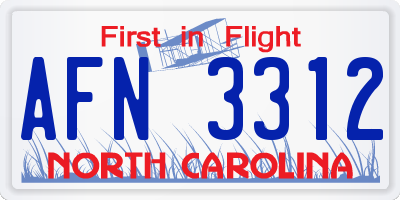 NC license plate AFN3312