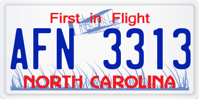 NC license plate AFN3313