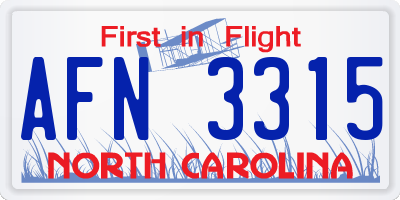 NC license plate AFN3315