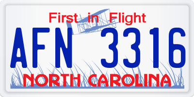 NC license plate AFN3316