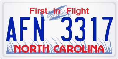 NC license plate AFN3317