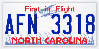 NC license plate AFN3318