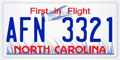 NC license plate AFN3321
