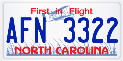 NC license plate AFN3322