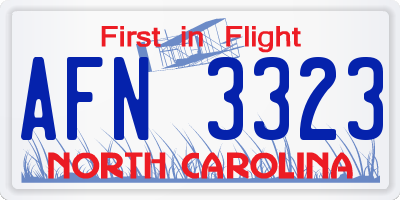 NC license plate AFN3323