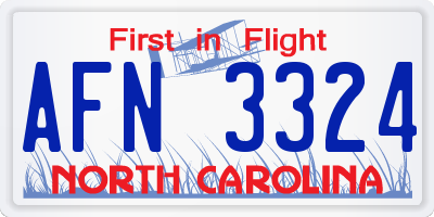 NC license plate AFN3324