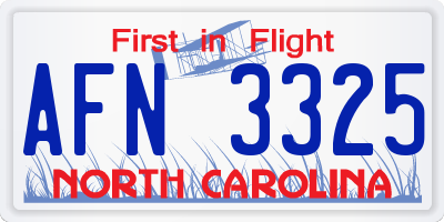 NC license plate AFN3325