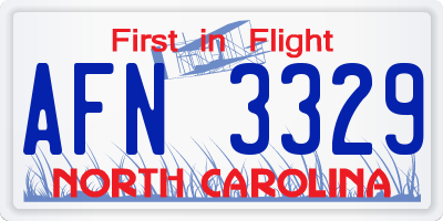 NC license plate AFN3329