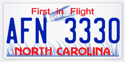 NC license plate AFN3330