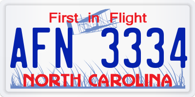 NC license plate AFN3334