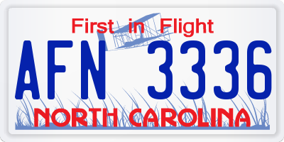NC license plate AFN3336