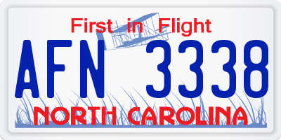 NC license plate AFN3338