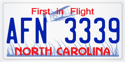 NC license plate AFN3339