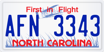NC license plate AFN3343
