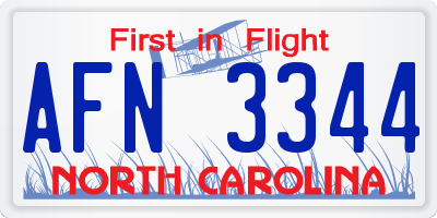 NC license plate AFN3344