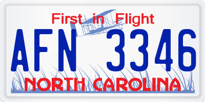 NC license plate AFN3346