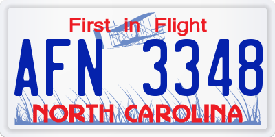 NC license plate AFN3348