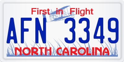 NC license plate AFN3349
