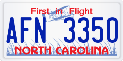 NC license plate AFN3350