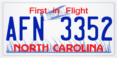 NC license plate AFN3352