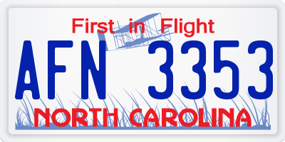 NC license plate AFN3353