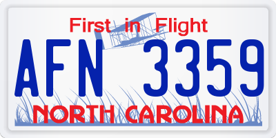 NC license plate AFN3359