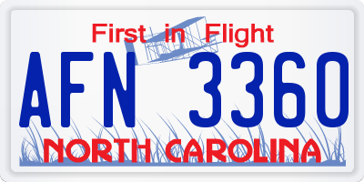 NC license plate AFN3360