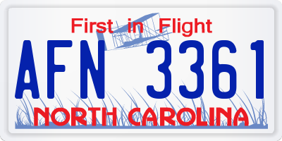 NC license plate AFN3361