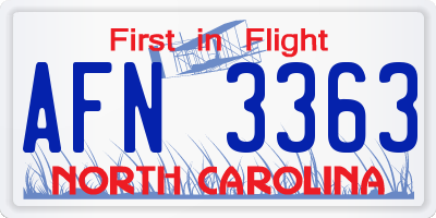 NC license plate AFN3363