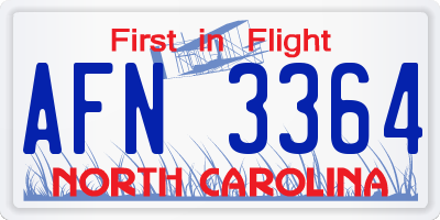 NC license plate AFN3364