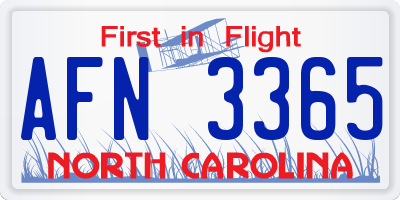 NC license plate AFN3365